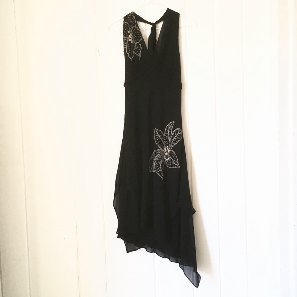 BCBGMaxAzria Black Chiffon High Low Dress